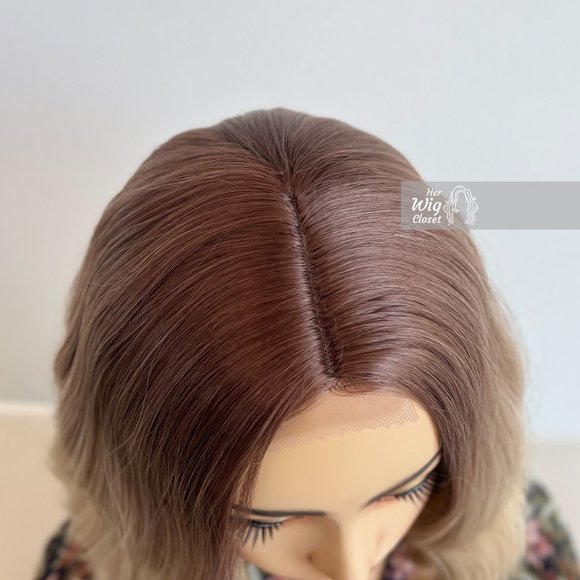 Ash Blonde Ombre Wavy Bob Small Lace Wig | Zoey - Picture 13 of 14